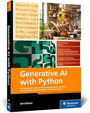Book cover Generative AI with Python: The Developer’s Guide to Pretrained LLMs, Vector Databases, Retrieval Augmented Generation, and Agentic Systems (Rheinwerk Computing)