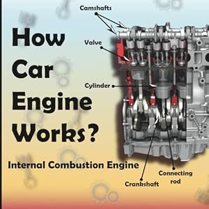 Book cover How Car Engine Works?: internal combustion engine An under the hood, Car Science, engine parts, inline engine, V engine, four stroke engine.