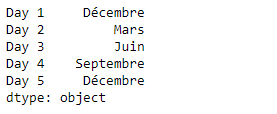 month names returned 