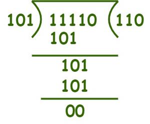 Divide binary numbers (11110) by (101)