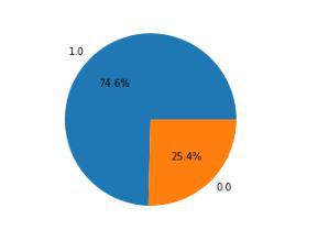 Pie chart for the distribution of the data within two class