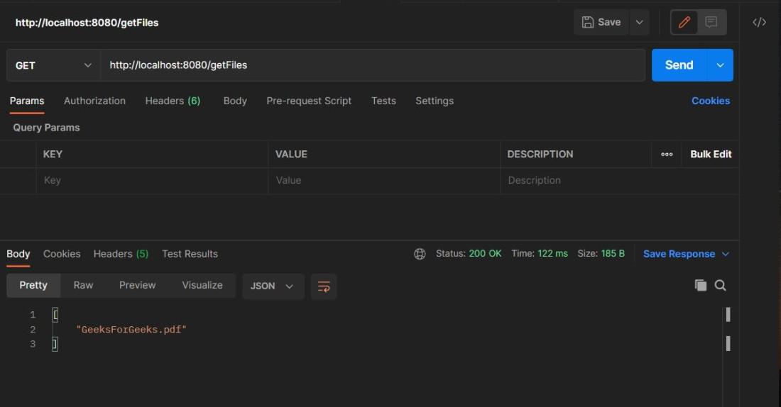 getFiles API in Postman