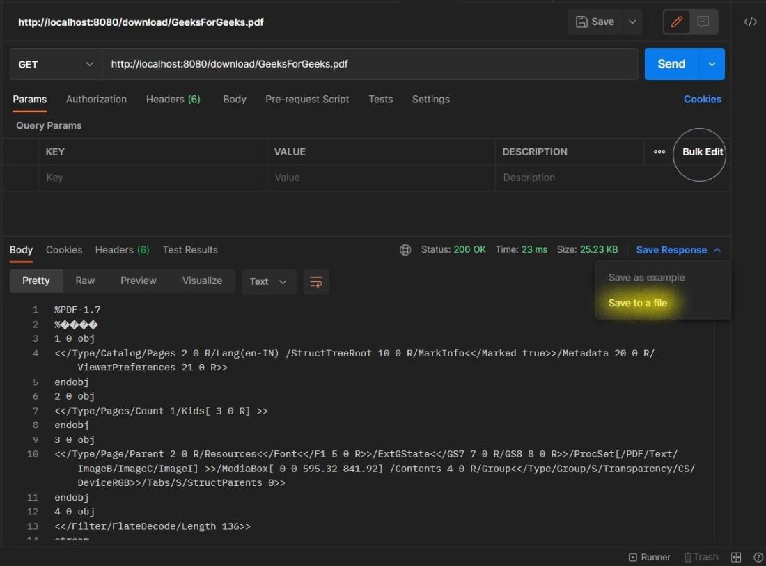 Download API in Postman