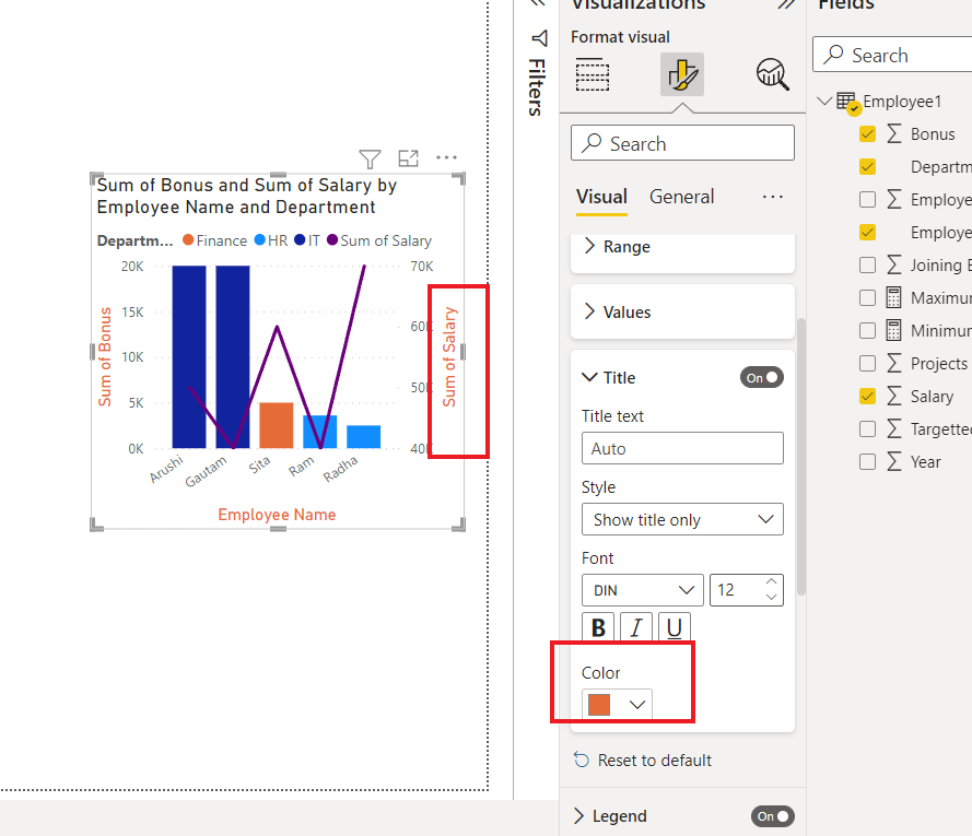 Using Title feature of Secondary Y-Axis