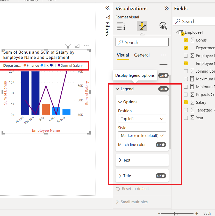 Adding Legends in Power BI chart