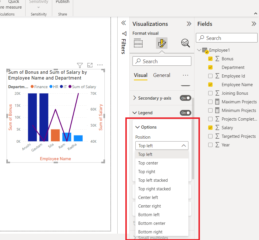 Adding Legends in Power BI chart