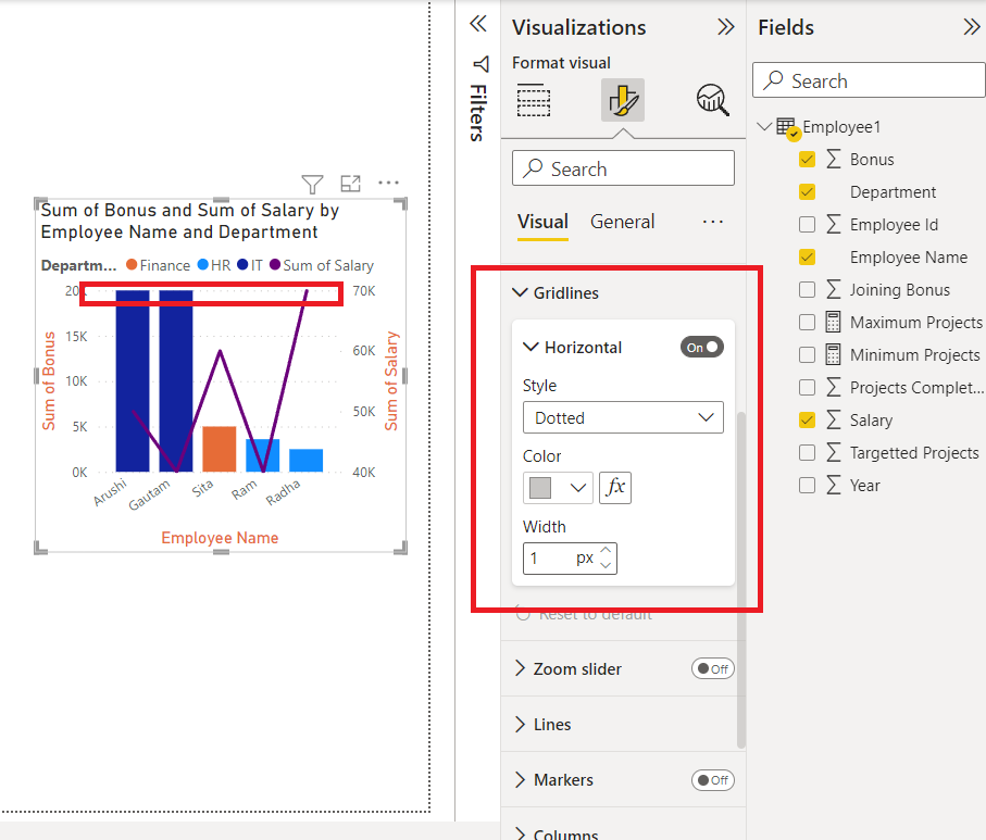 Adding Grid lines in Power BI chart