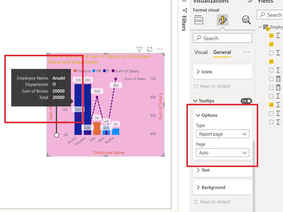 Adding Tool tips in Power - BI chart