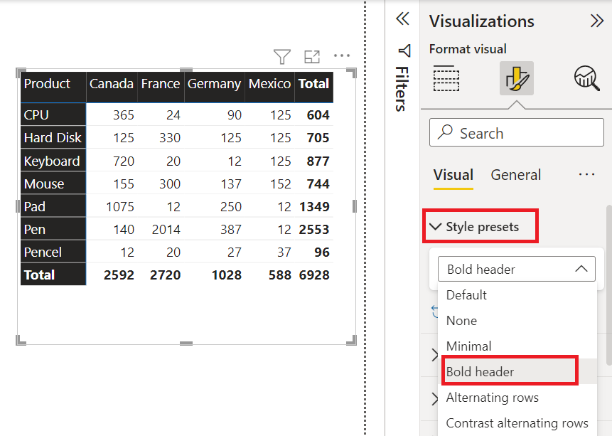 selecting-bold-header