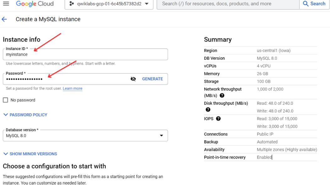 instance config