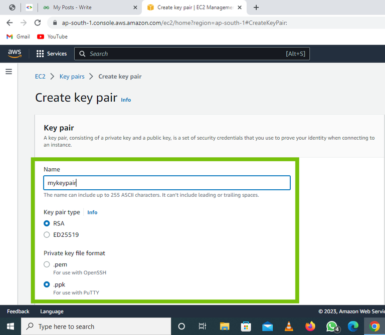 Defining Key pair 
