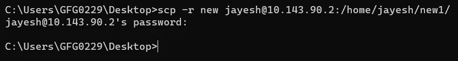copying entire directory and its file recursively using `-r` in scp