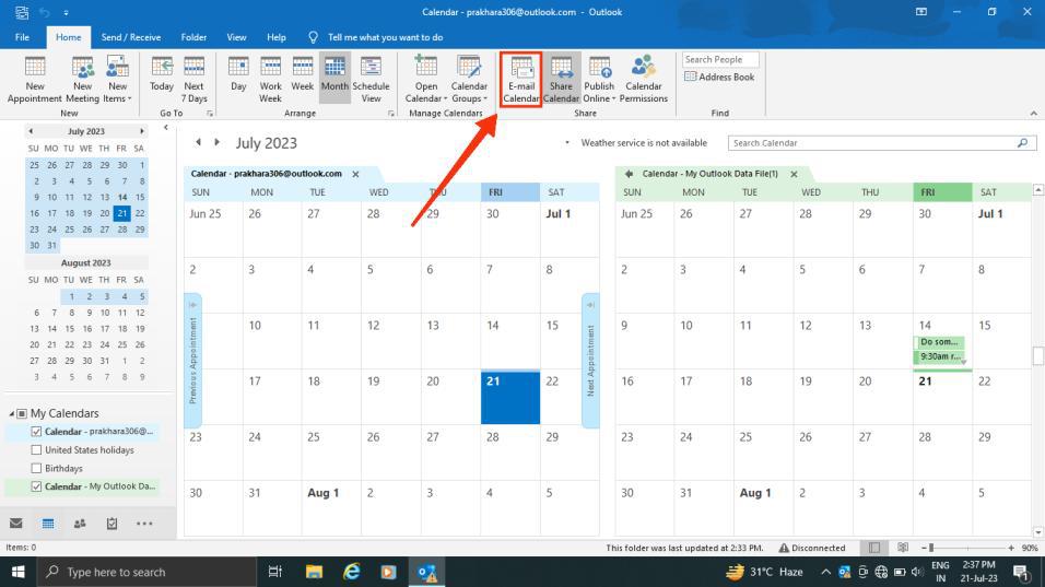 Share Your Calendar in Outlook