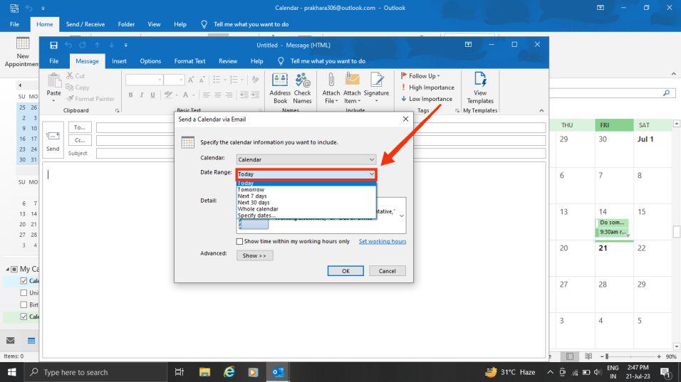 Share Your Calendar in Outlook