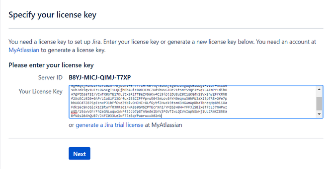 Specify license key