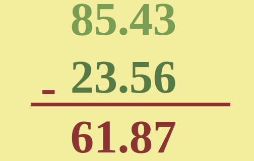 Example of Subtraction of Decimals