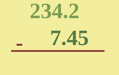 Subtraction of Decimals 1