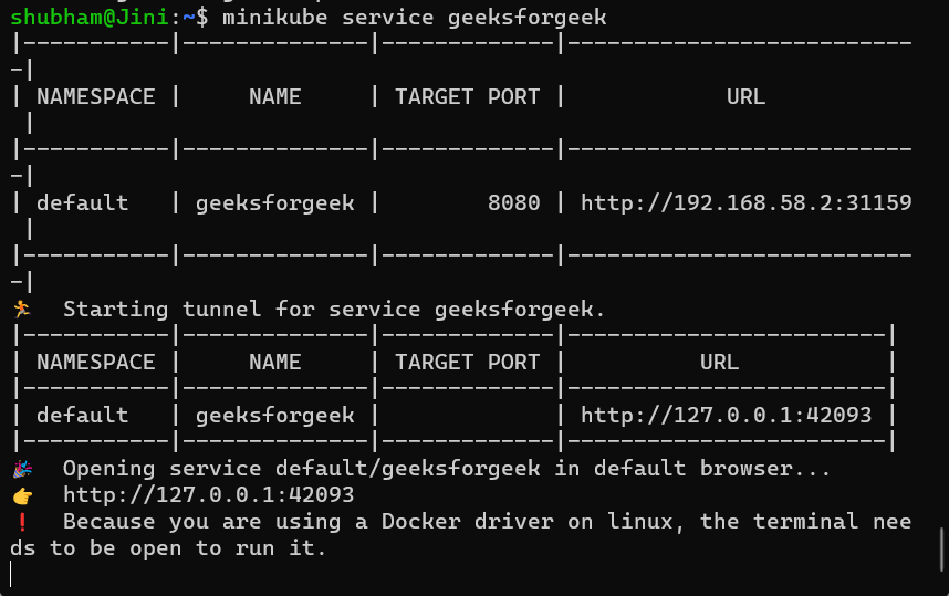 minikube service 