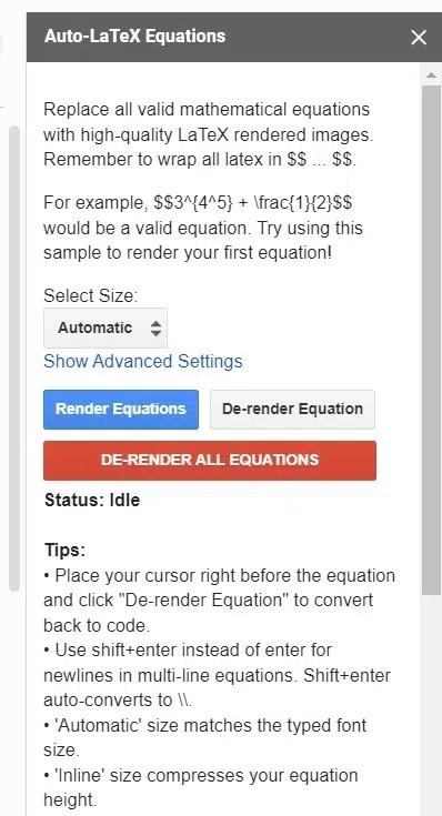 LaTeX in Google Docs