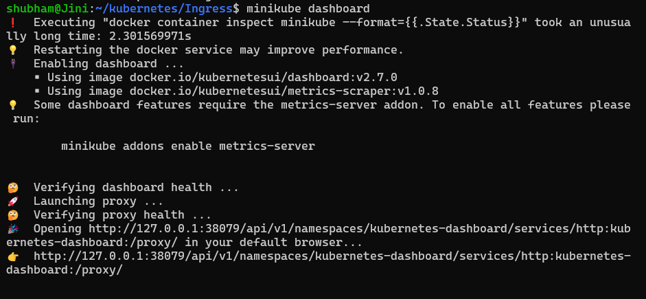 Minikube dashboard
