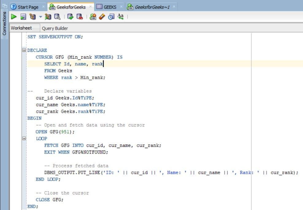 Cursor with Parameter