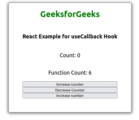 React useCallback Hook Example - Output