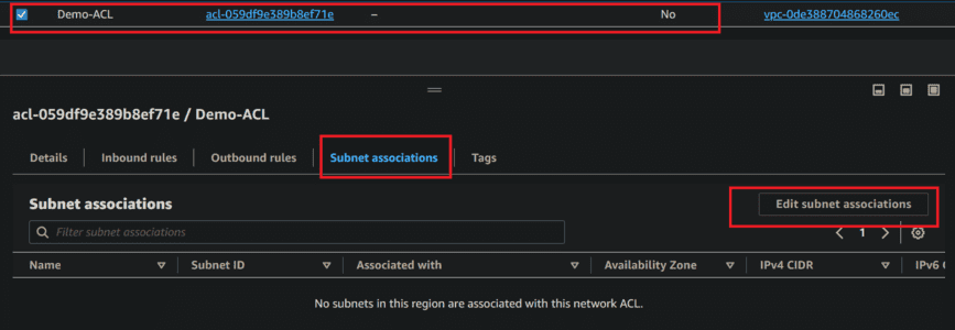 associate the NACL with the desired sub-nets