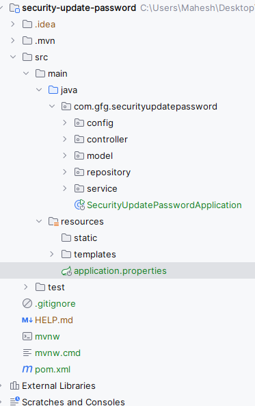 security-update-password Folder Structure
