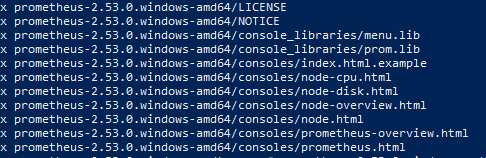 After running the above command, extracted files