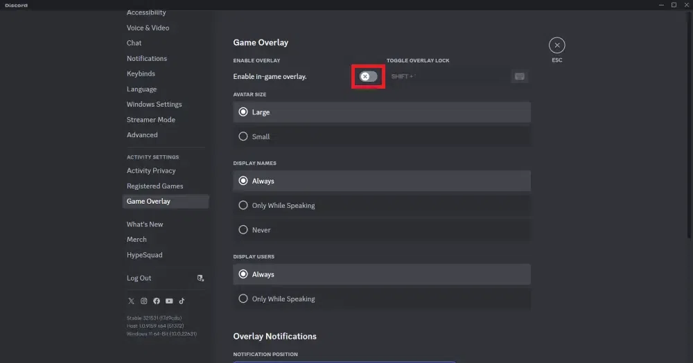 How to turn off Discord overlay