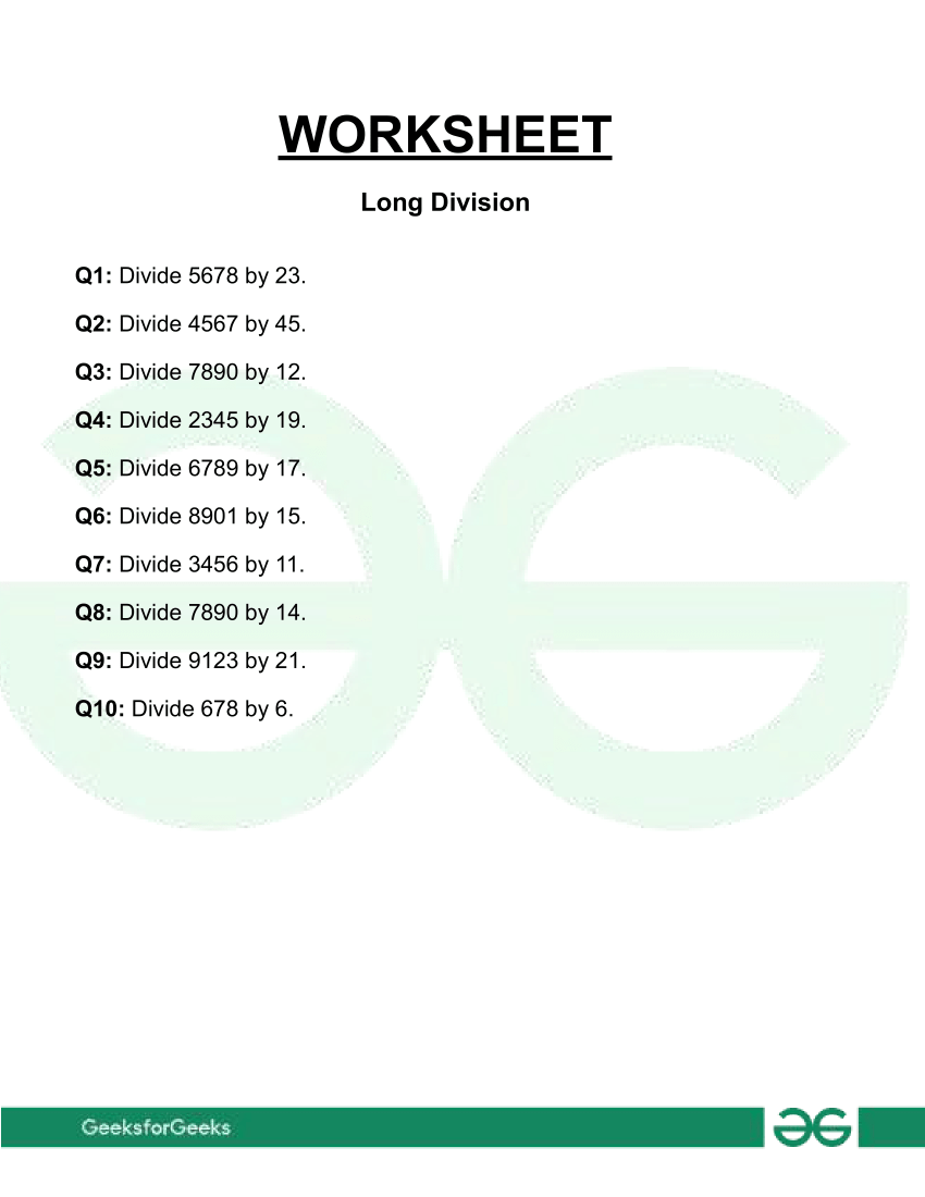 Worksheet-on-Long-Division