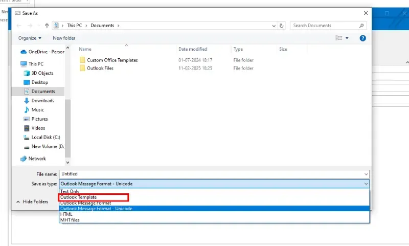 Select-Outlook-Template