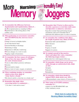 made
Nursing
Memory
Joggers
11. To remember the difference between
depolarization and repolarization, think of …
the R in rep