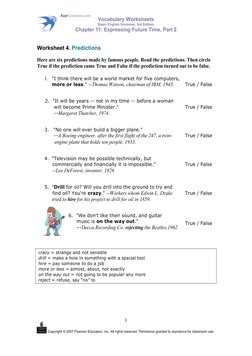 Vocabulary Worksheets 
Basic English Grammar, 3rd Edition 
Chapter 11: Expressing Future Time, Part 2 
 
 
 
 
            Co