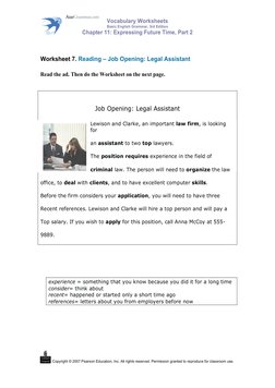 Vocabulary Worksheets 
Basic English Grammar, 3rd Edition 
Chapter 11: Expressing Future Time, Part 2 
 
 
 
 
            Co