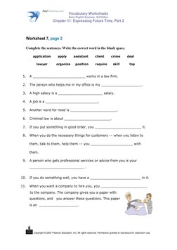 Vocabulary Worksheets 
Basic English Grammar, 3rd Edition 
Chapter 11: Expressing Future Time, Part 2 
 
 
 
 
            Co