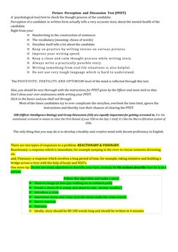 Picture  Perception  and  Discussion  Test (PPDT)
A `psychological tool/test to check the thought process of the candidate.