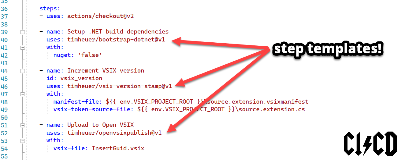 Screenshot of GitHub Action YAML file