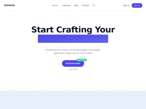 tailwind website landing page