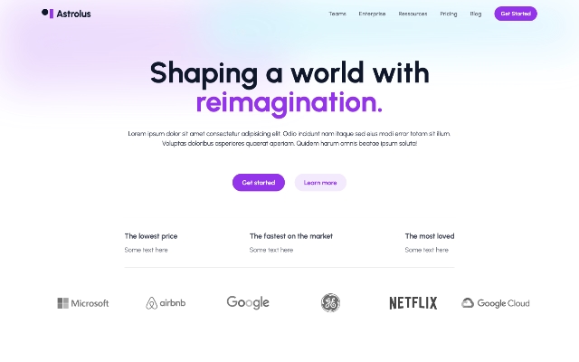 Astrolus Landing page