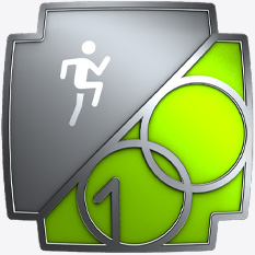 Fitness+ Award badge for 100 completed workouts, stick‑figure person climbing up the number 100
