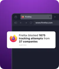 Notification: Firefox blocked tracking attempts.