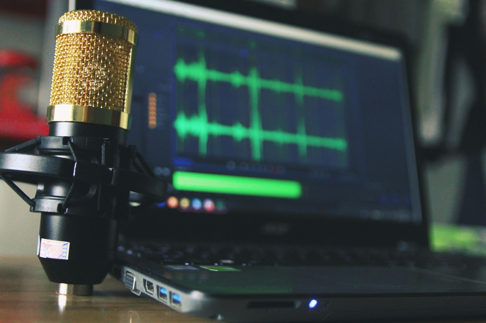 A Close-in Shot of a Podcasting Setup