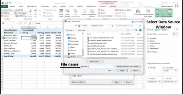 Select Data Source Windows
