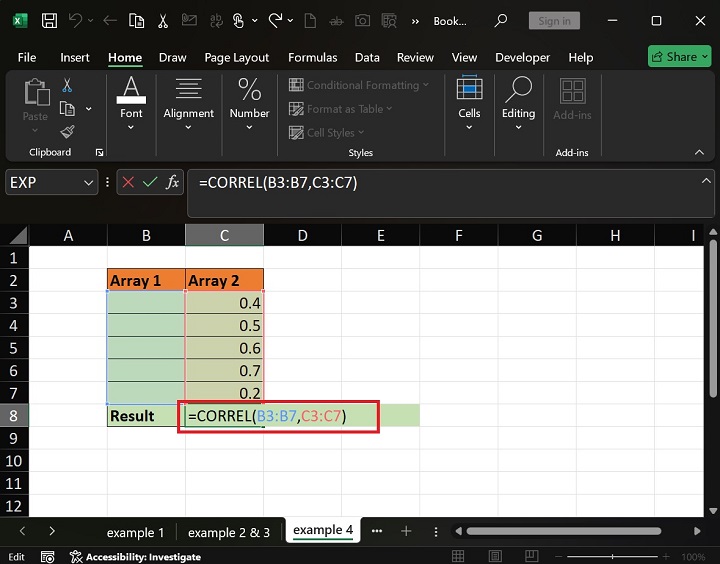 CORREL Function 7