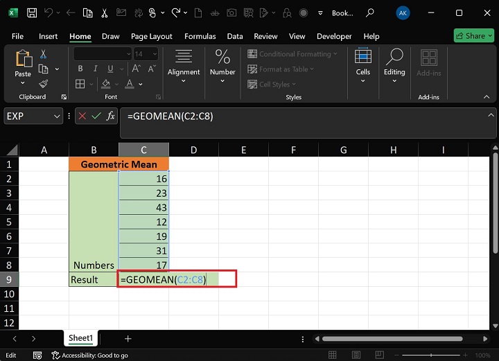 GEOMEAN Function1