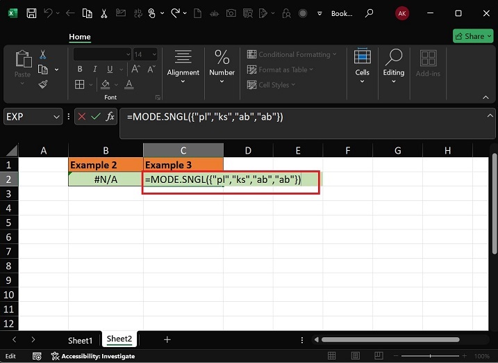 MODE.SNGL Function