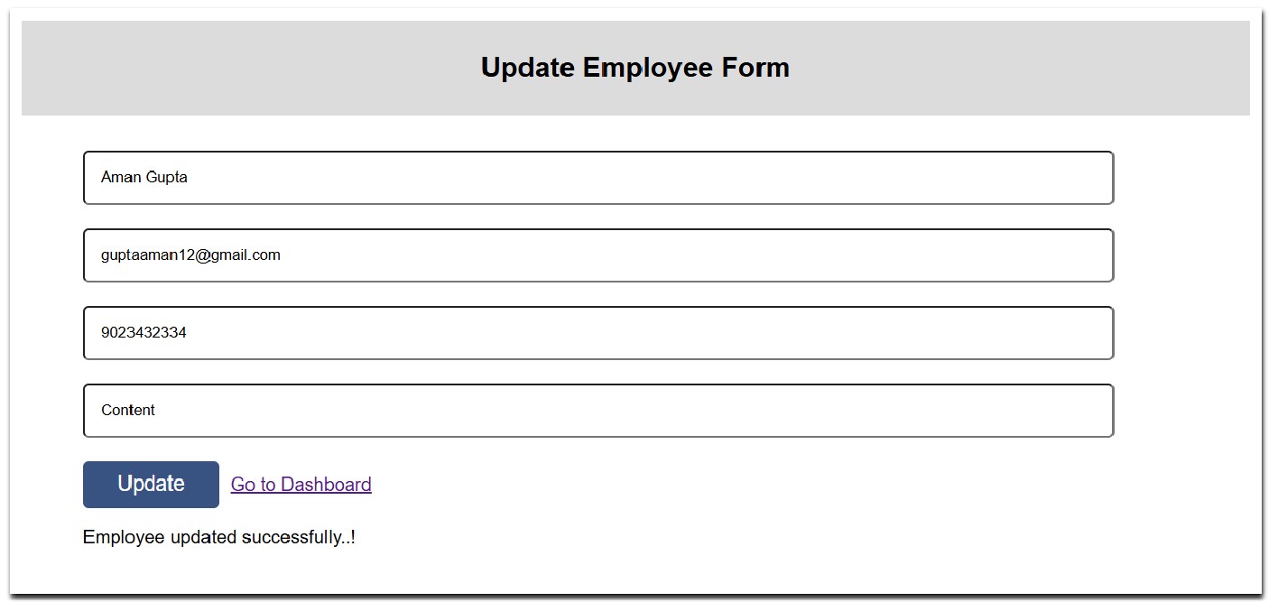 Update Emplyee Form Update Form