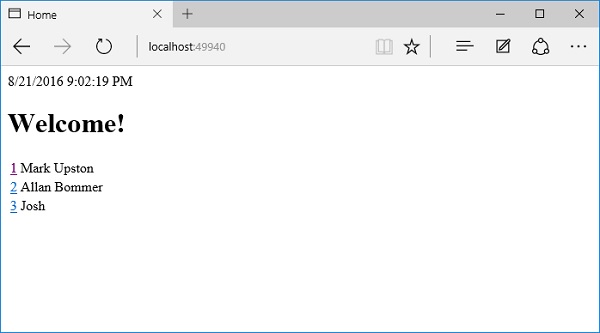 Razor Tag Helpers Application Run