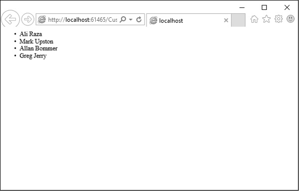 Localhost GetAllCustomers